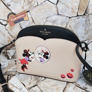 Minnie Mouse X Medium Leather Pale Vellum Dome Crossbody Hand Bag Kate Spade